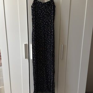 Reformation Navy Blue Floral Print Maxi Dress